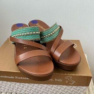 Brown and Green Women's Sandals